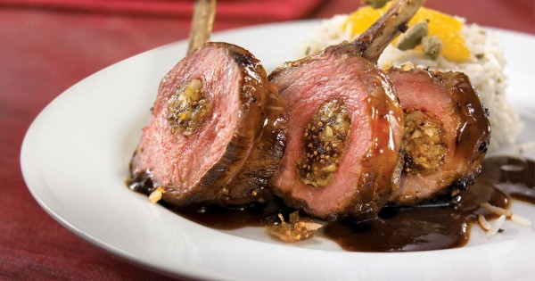 Rack of lamb with fig and brazil nut stuffing
