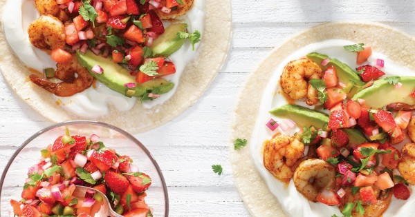 Shrimp Tacos and Strawberry Salsa