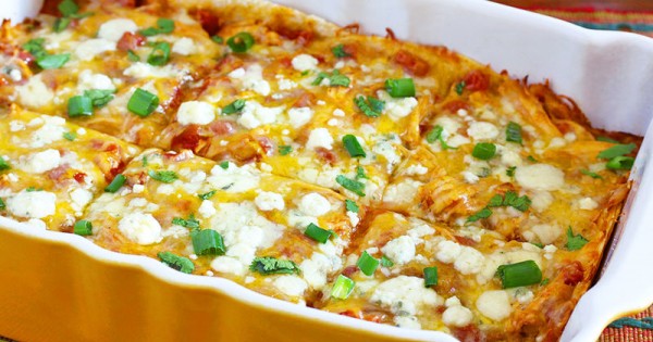 Buffalo Chicken Enchilada Casserole