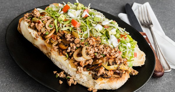Spicy Veal Sub with Mushrooms, Caramelized Onions, Aioli & Provolone Cheese