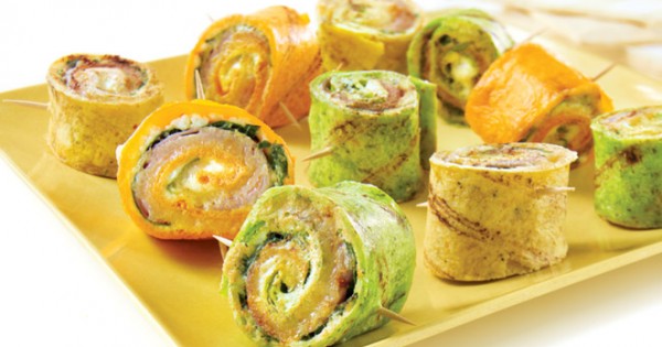Grilled rainbow tortilla rolls