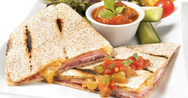 Genoa salami and white ham quesadillas