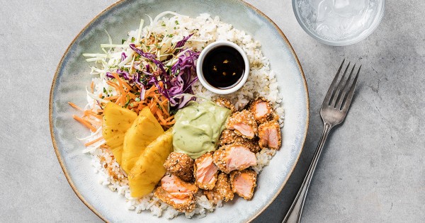 Crispy Salmon, Avocado & Coriander Cabbage Bowl
