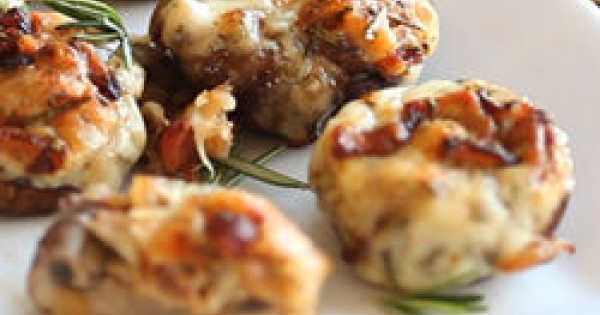 Bacon rosemary stuffed mushrooms