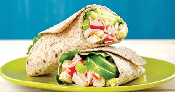 Spicy seafood salad wrap