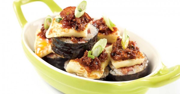 Capicollo maki with dried tomatoes and grilling cheese from Geneviève Everell