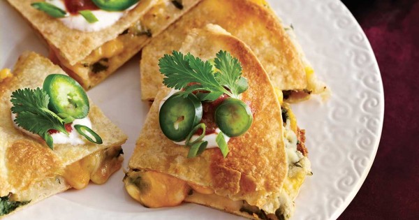 Turkey, potato & cheese quesadillas