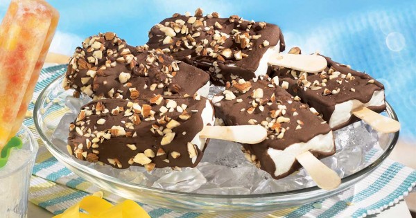 Yogurt and chocolate ice pops