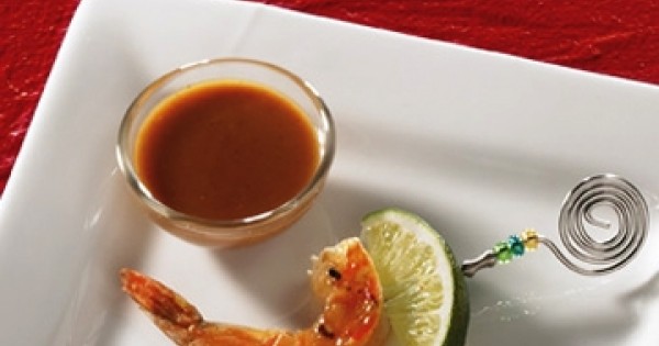 Lime-peanut shrimp skewers