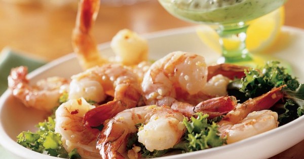 Spicy Lemon Shrimp with Basil Mayonnaise