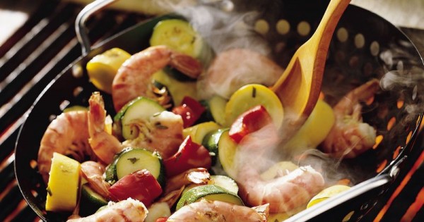 Grilled Lemon Shrimp with Squash