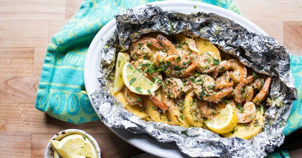 Garlic Butter and Shrimp Foil Packs