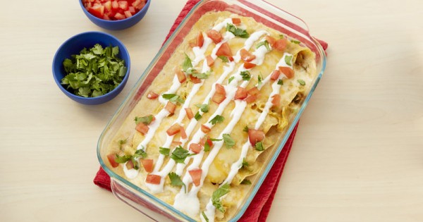 Green Chile Creamy Chicken Enchiladas