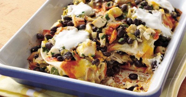 Layered Chicken-Black Bean Enchiladas