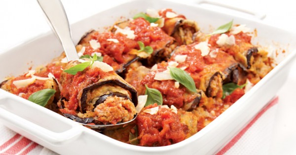 Stuffed eggplant rolls