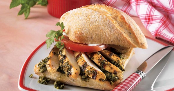 Grilled chicken and fresh herb ciabatta