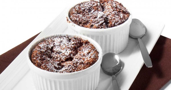 Chocolate and pear soufflés