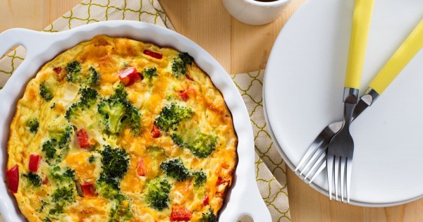 Impossibly Easy Broccoli and Red Pepper Pie