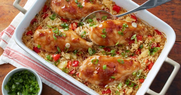 Teriyaki Chicken and Pineapple Rice Casserole