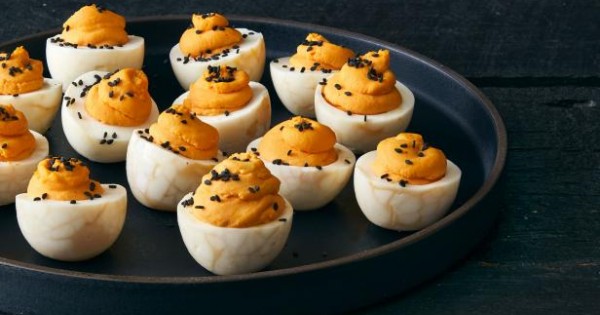 Halloween Deviled Tea Eggs