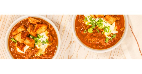 Pumpkin Chili with Pumpkin Spice Croutons