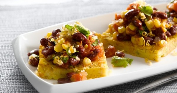 Beans and Salsa over Corn Polenta