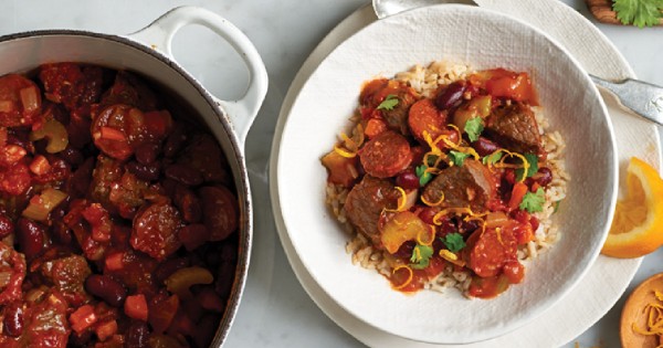 Brazilian-style beef, chorizo, and black bean stew