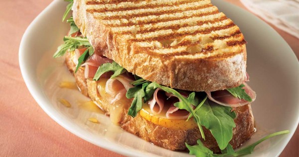 Old cheddar and pear grilled cheese