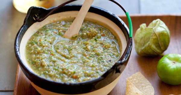 Roasted Tomatillo and Green Olive Salsa