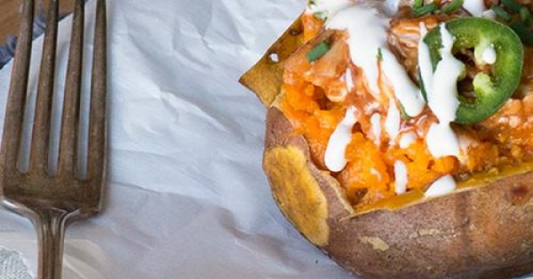 BBQ Chicken Stuffed Sweet Potatoes