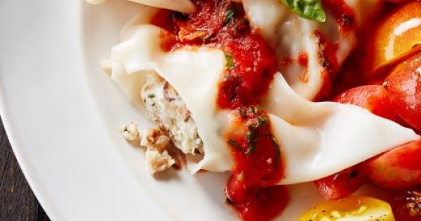 Chicken and Portabello Mushroom Ravioli with a Roasted Garlic Tomato Sauce