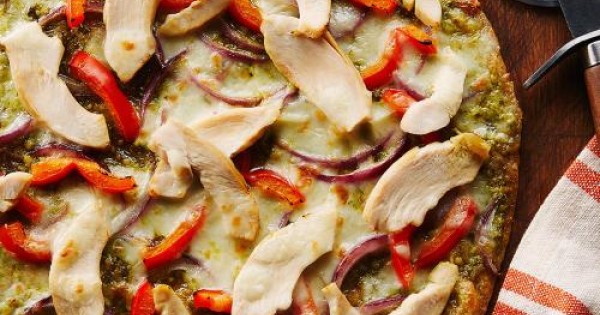 Pesto Chicken Tortilla Pizza