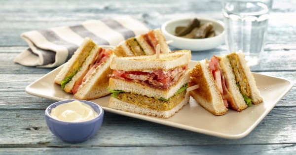 Club sandwich with veggie burger