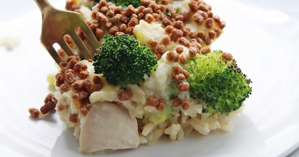 All-Bran* Broccoli Brown Rice Bake with Cauliflower Sauce