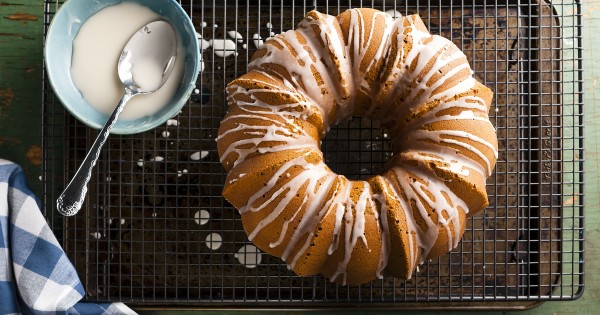 Mocha Pound Cake with vanilla icing