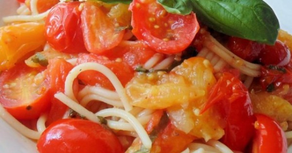 Roasted Cherry Tomatoes with Angel Hair