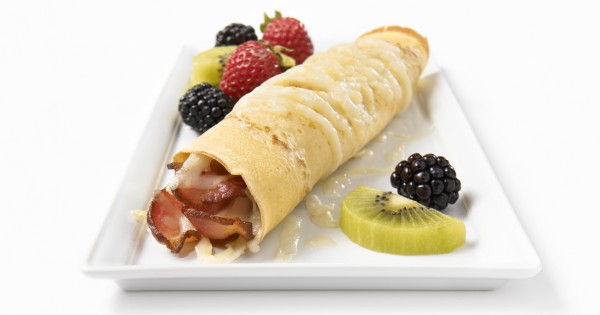 Bacon and cheddar crêpes