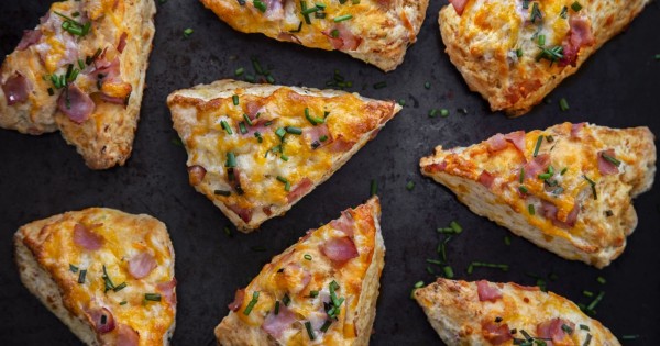 Black Forest ham and cheddar cheese scones
