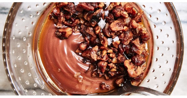 Chocolate Budino with Candied Walnuts