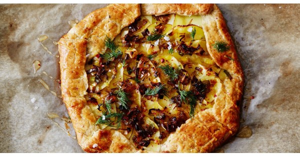 Leek and Potato Galette With Pistachio Crust