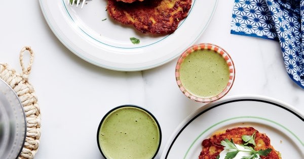 Chickpea Pancakes with Leeks, Squash, and Yogurt