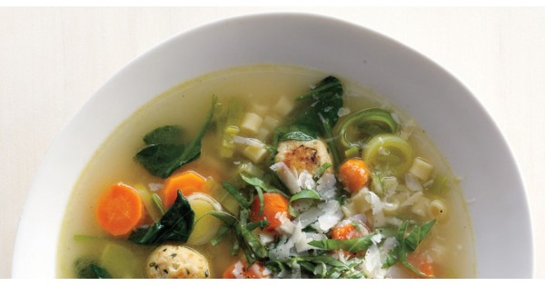 Spring Minestrone With Chicken Meatballs