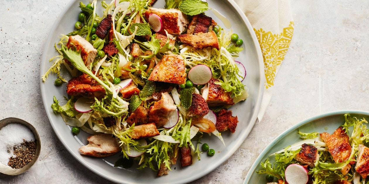 Spring Salad with Crispy Chicken and Bacony Croutons-image