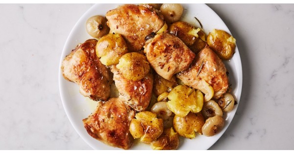 Olive Oil–Confit Chicken with Cipolline Onions