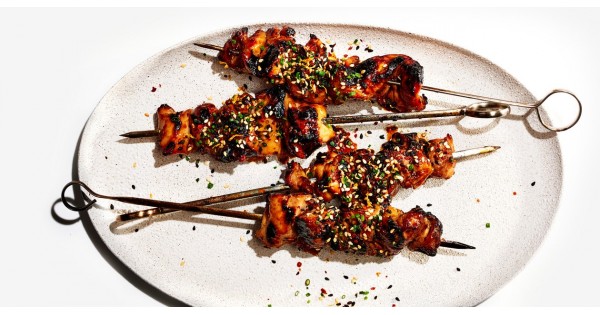 Soy-Basted Chicken Kebabs with Sesame-Citrus Sprinkle