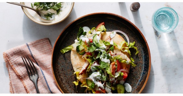 Shawarma-Spiced Chicken Pita with Tahini-Yogurt Sauce