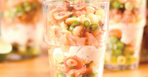 Veggie, Salmon & Hazelnut Verrines