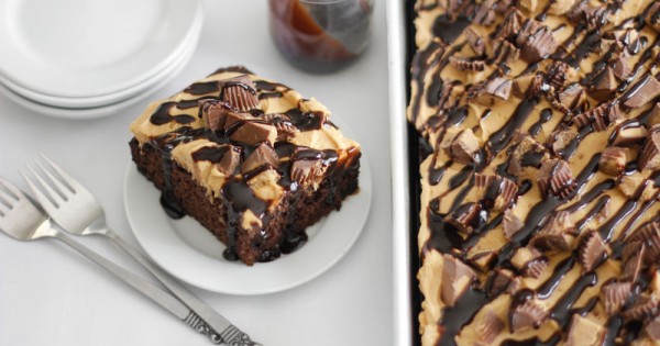 Peanut Butter-Chocolate Poke Cake