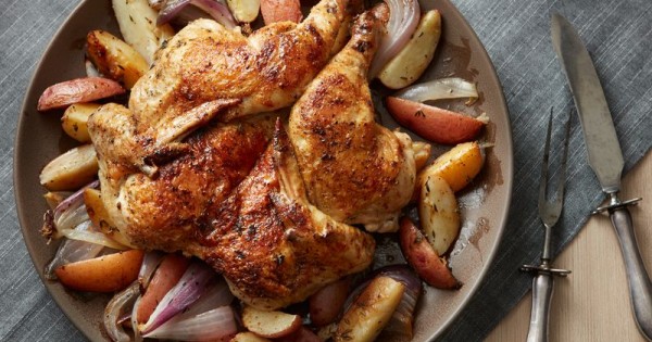 Crispy Whole Chicken and Vegetables