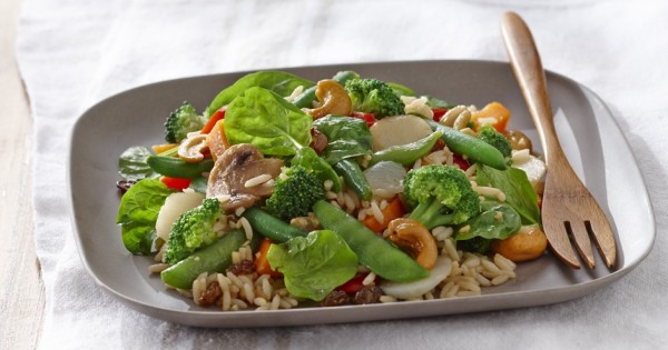 Asian vegetable and rice salad